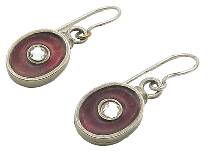 925 Sterling Silver  Vintage Shiny Faceted Topaz Round Dangle Earrings  EG8285