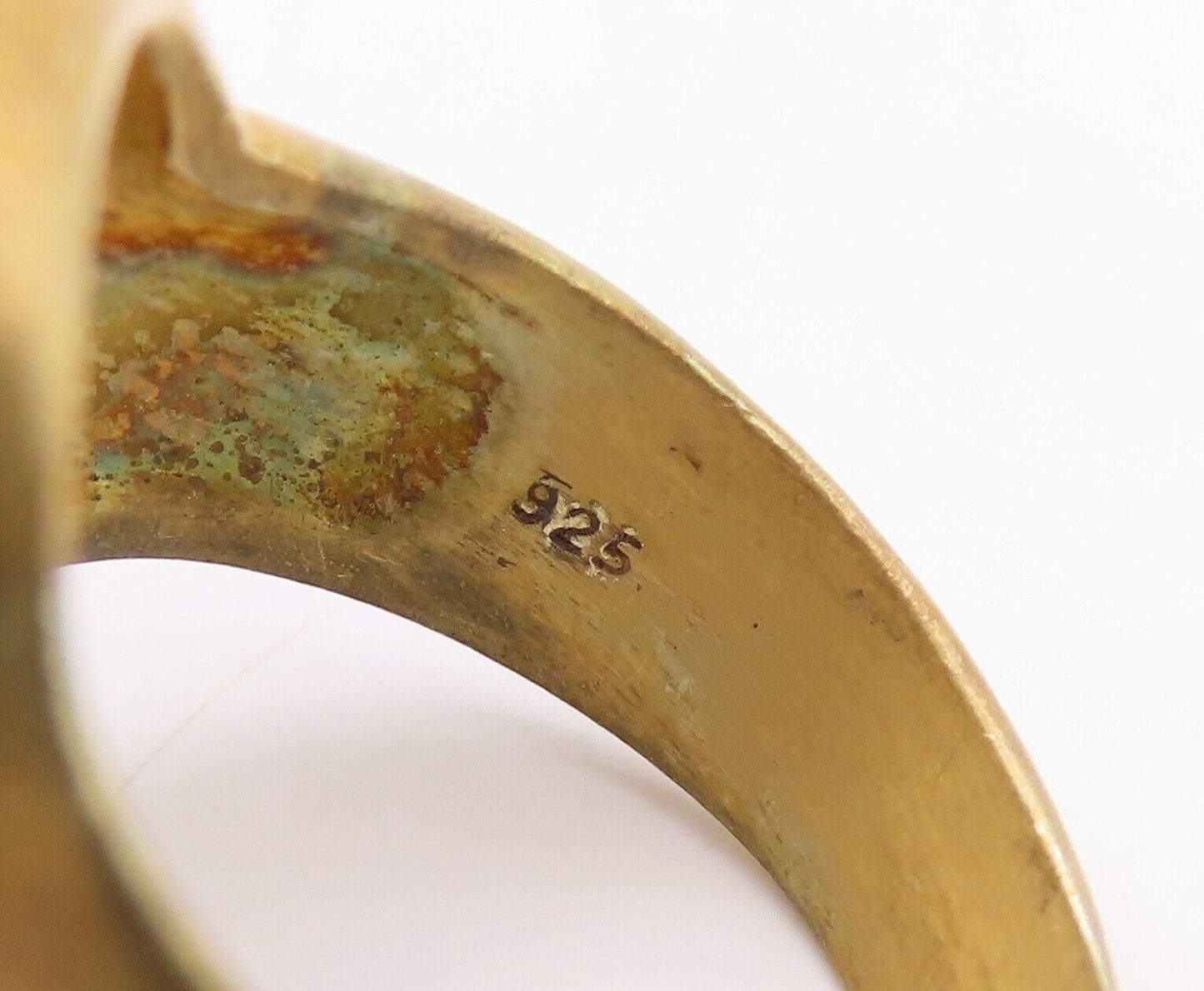 925 Sterling Silver Vintage Ring Gold Plated Drop Cut Smoky Quartz Sz 8  RG30310