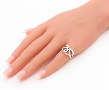 925 Sterling Silver Vintage Ring Interlocking Female Symbol Cutout Sz 5 RG35993