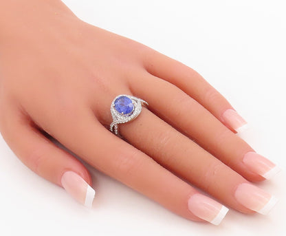 925 Sterling Silver Vintage Ring Designer Cutout Sapphire & CZ  Sz 7  RG30991