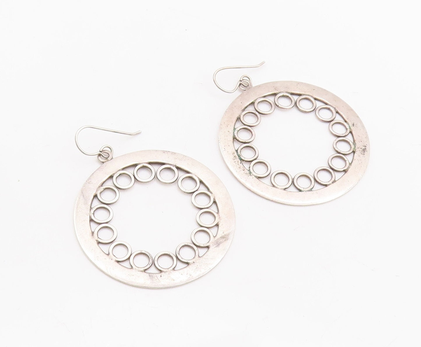925 Sterling Silver Vintage Earrings MEXICO Brutalist Rings Framed  EG13125