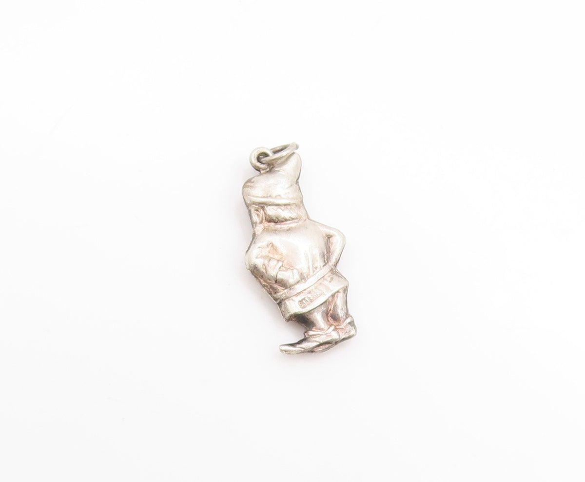 925 Sterling Silver Vintage Pendant 3D Fairy Tale Garden Gnome Charm  PT25127