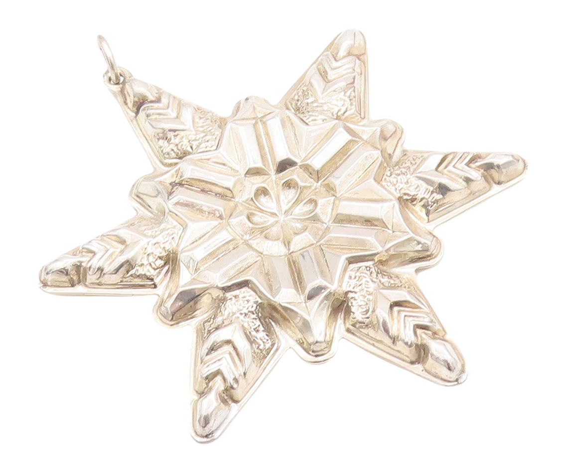 925 Sterling Silver Vintage Pendant GORHAM Carved Christmas Ornament  PT23360