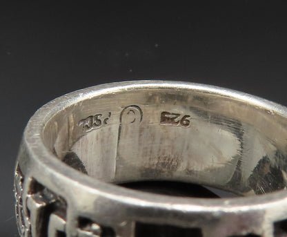 PETER STONE 925 Silver  Vintage Religious Cross Eternity Ring Sz 5  RG24878