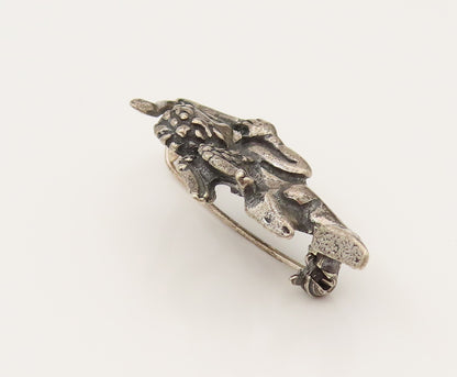925 Sterling Silver Vintage Flying Cupid Angel Bow & Arrow Brooch Pin  BP10205