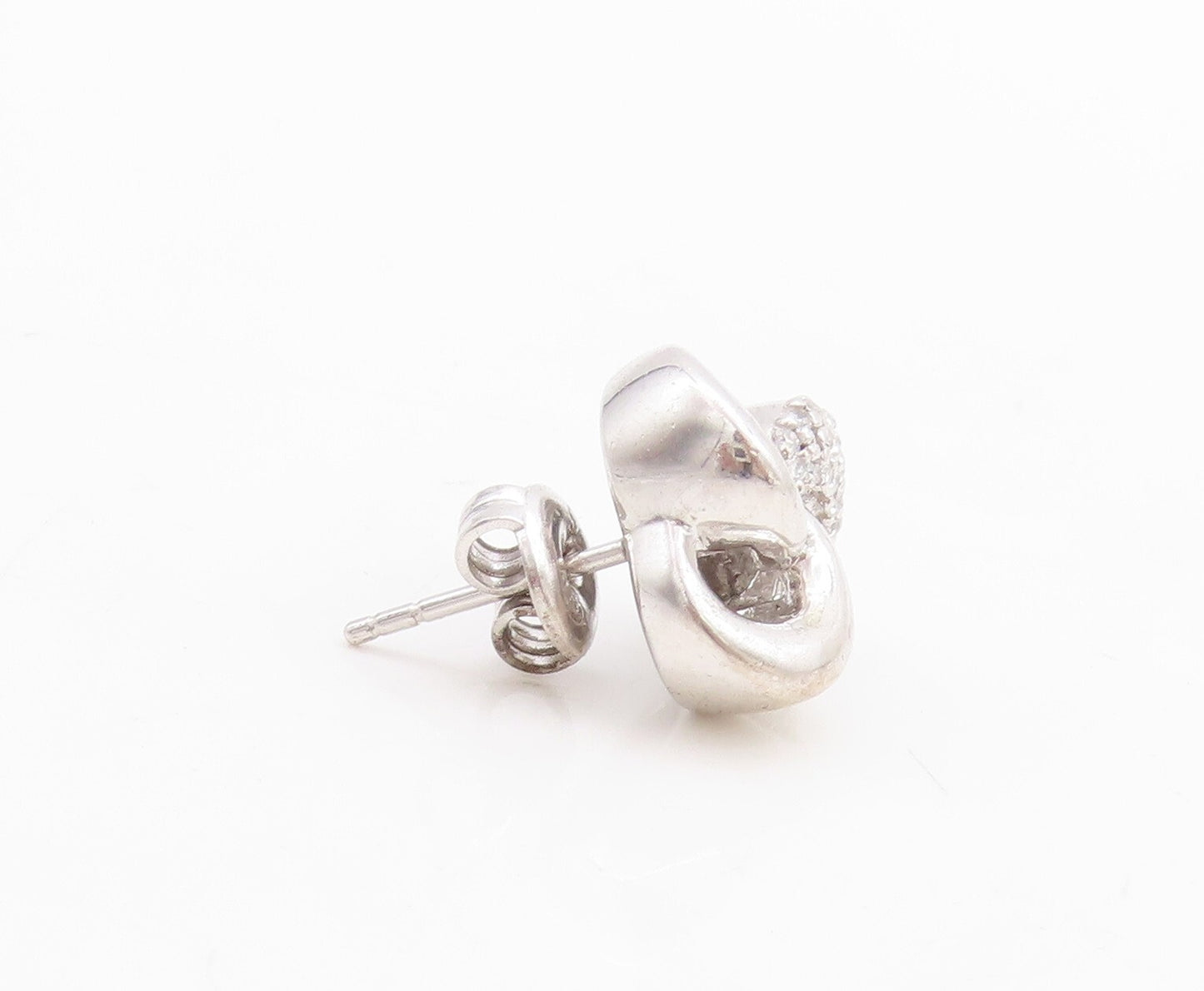 925 Sterling Silver Vintage Earrings Real Diamonds Interlocked Loops  EG13290