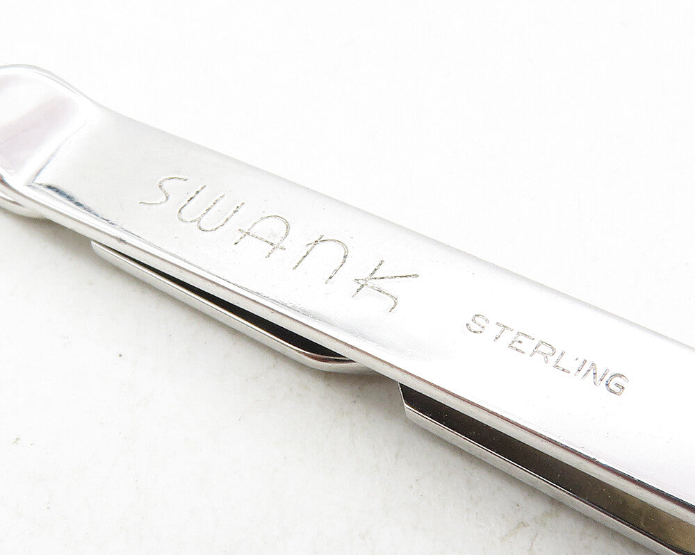 SWANK 925 Sterling Silver  Shiny Diamond Shape Pattern Tie Clip   TR1672