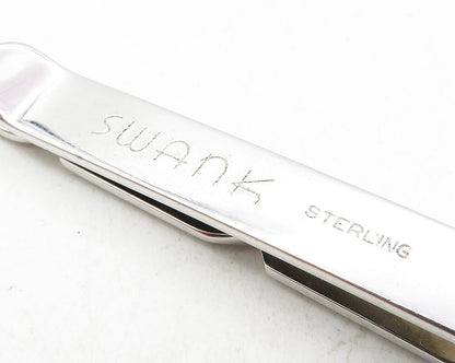 SWANK 925 Sterling Silver  Shiny Diamond Shape Pattern Tie Clip   TR1672