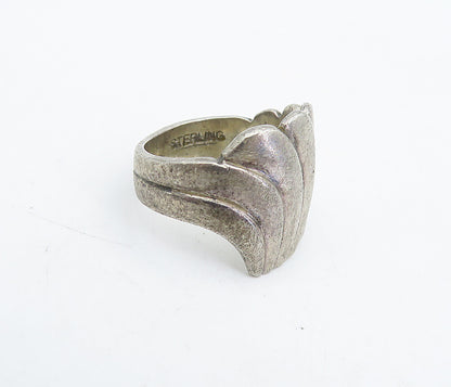 925 Sterling Silver  Vintage Modernist Designed Petite Band Ring Sz 4  RG4763