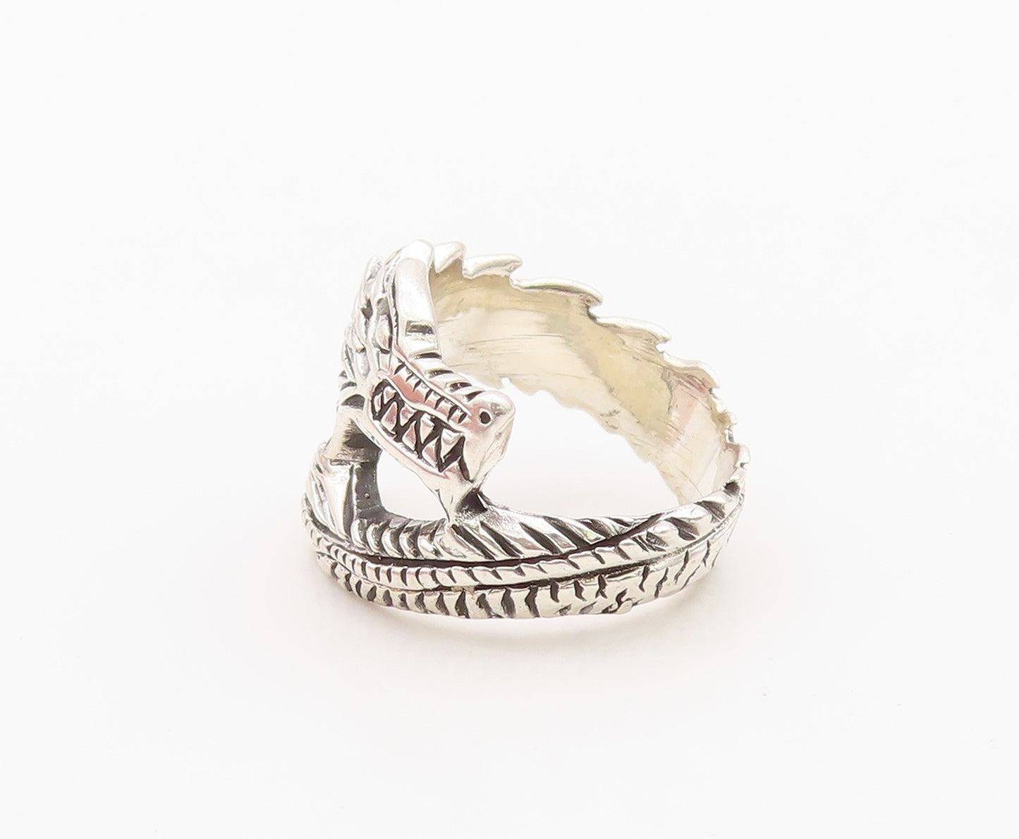 925 Sterling Silver Vintage Ring Modernist Chinese Dragon Wrap  Sz 5.5  RG36298