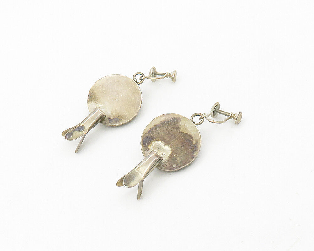 925 Sterling Silver Vintage Non Pierce Twist Dangle Earrings EG9197