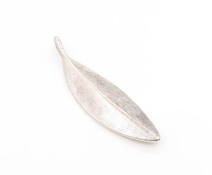 925 Sterling Silver Vintage Pendant Modernist Solid Floral Leaf Design  PT25724