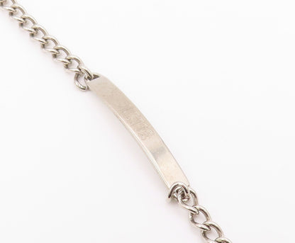 925 Sterling Silver  Shiny Petite Nette Etched Bar Chain Bracelet  BT4528