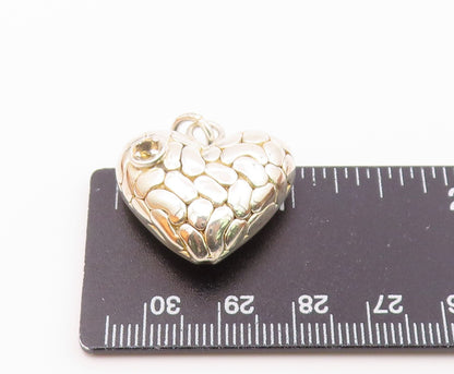 925 Sterling Silver  Citrine Hollow Shiny Cobble Love Heart Pendant  PT12941