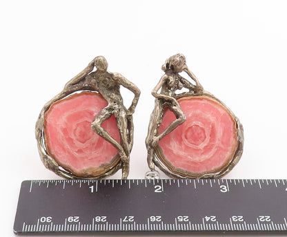 925 Sterling Silver Vintage Cufflinks SILBERT Gemstone Rare Large  TR4240