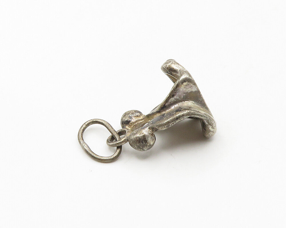 925 Sterling Silver  Vintage Sculpted Sitting Couple Modernist Pendant PT14716