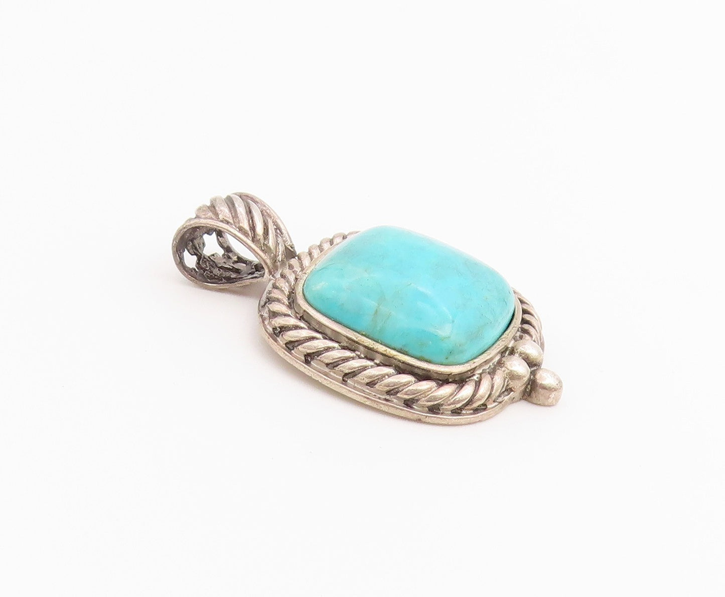 925 Sterling Silver Vintage Pendant Multi Gemstone Spinner Fob Charm  PT26520