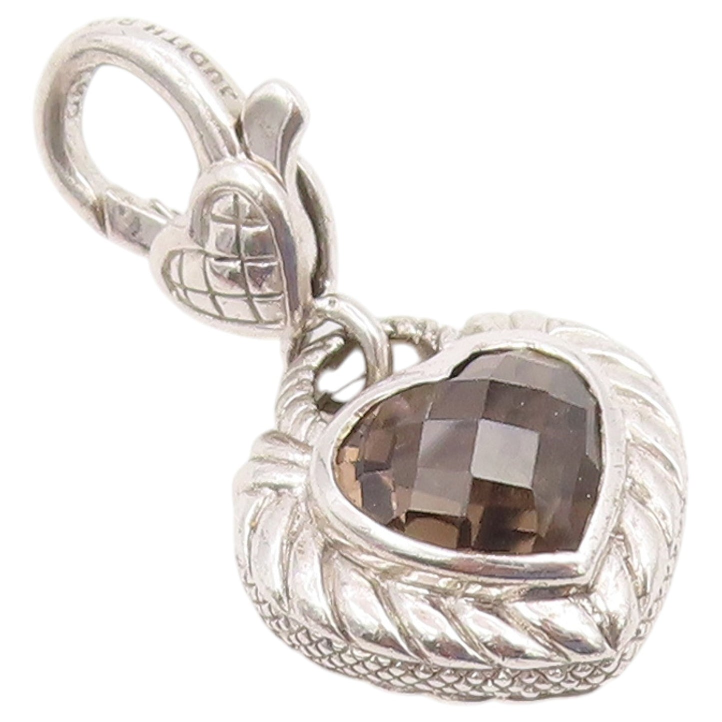 925 Sterling Silver Vintage Pendant JUDITH RIPKA Smoky Quartz Love Heart PT26650