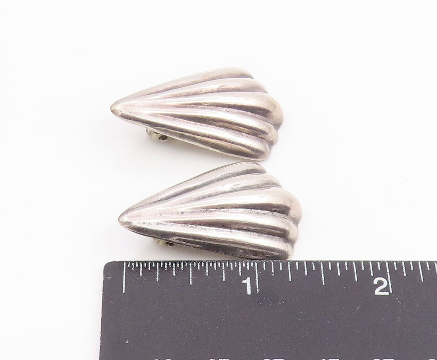 925 Sterling Silver Vintage Earrings LOS BALLESTEROS Seashell Clip  EG14256