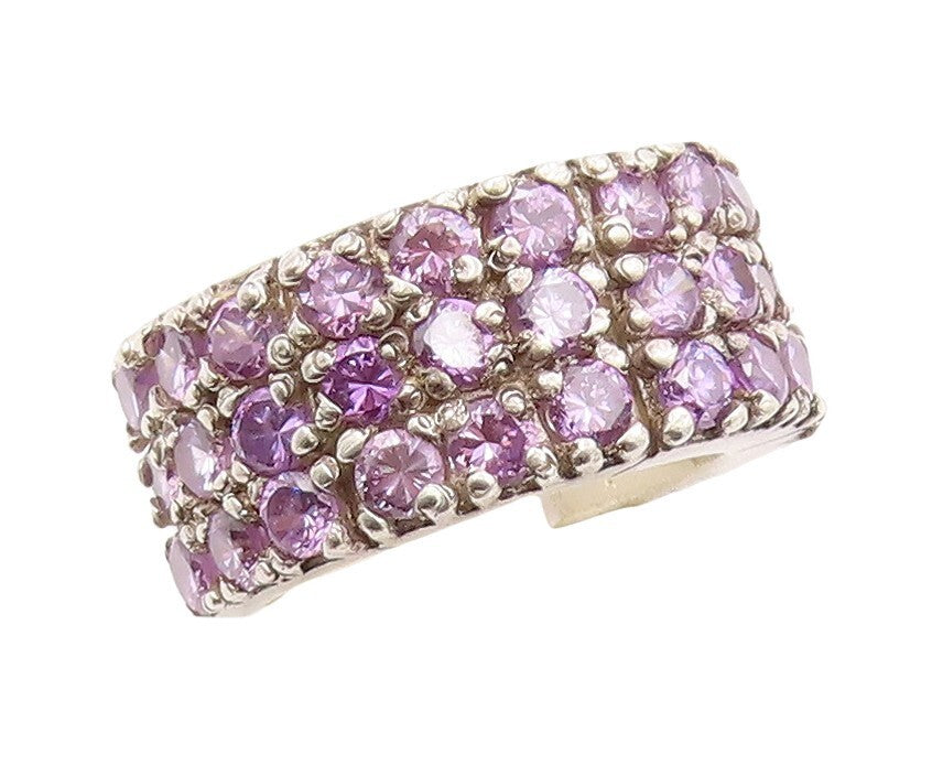 925 Sterling Silver Vintage Ring Solid Round Cut Amethyst Bands  Sz 7  RG31093
