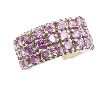 925 Sterling Silver Vintage Ring Solid Round Cut Amethyst Bands  Sz 7  RG31093