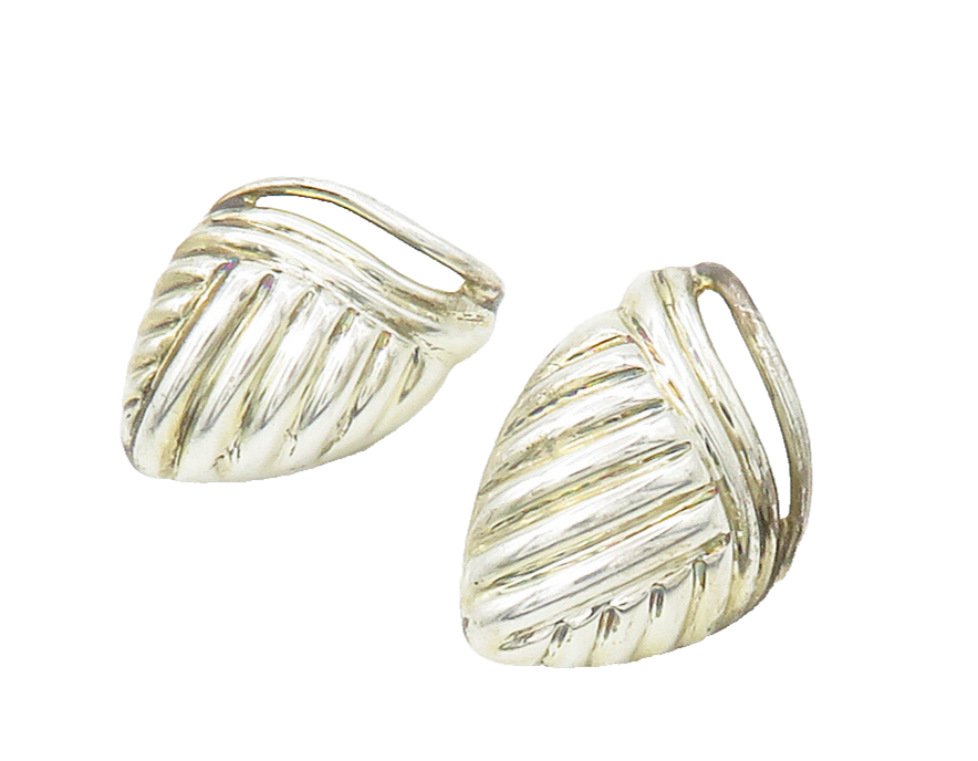 BAYANIHAN 925 Silver & 14K GOLD  Vintage Hollow Fluted Drop Earrings  EG8593