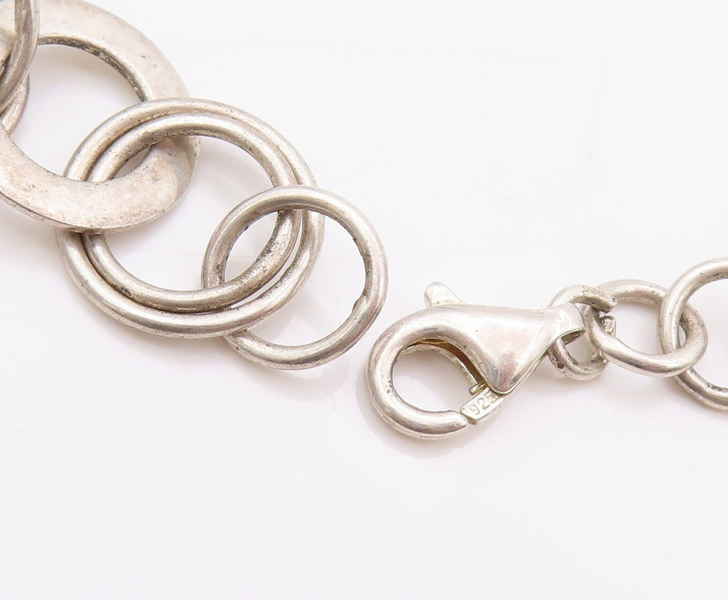 925 Sterling Silver Vintage Necklace DAVID SIGAL Dark Tone Linked Rings  NE4501