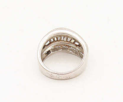 925 Sterling Silver  Vintage Designer 3D Swirly Inlay CZ Ring Sz 7  RG27432