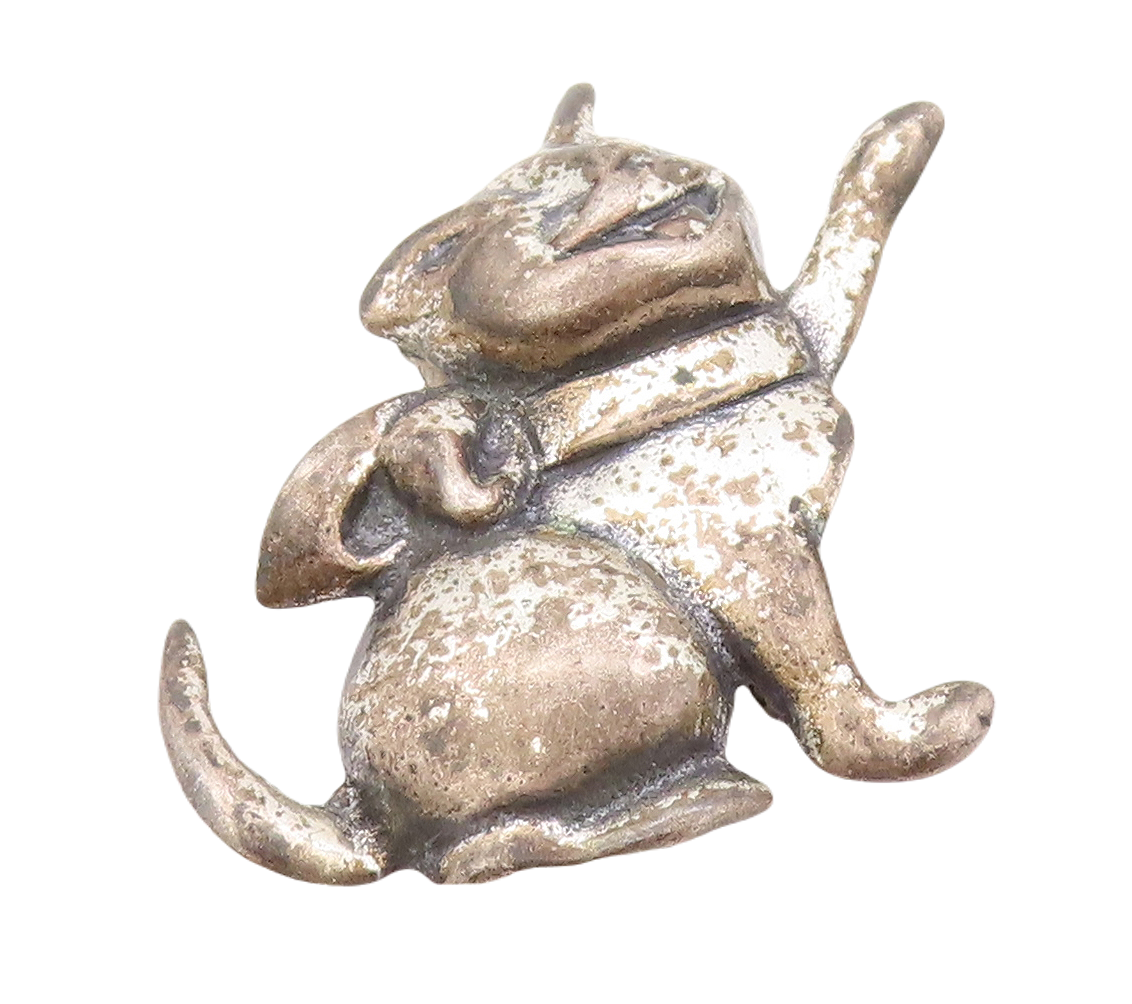 925 Sterling Silver Vintage Brooch Pin Antique Happy Playful Cat  BP11181