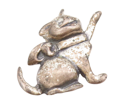 925 Sterling Silver Vintage Brooch Pin Antique Happy Playful Cat  BP11181