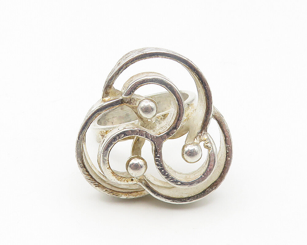 925 Sterling Silver  Vintage Shiny Triskelion Statement Ring Sz 7  RG10716