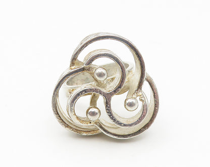 925 Sterling Silver  Vintage Shiny Triskelion Statement Ring Sz 7  RG10716