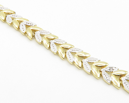 925 Sterling Silver  Genuine Diamond Shiny Floral Vine Chain Bracelet  BT5711