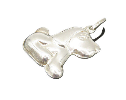 925 Sterling Silver  Vintage Shiny Hollow Sitting Dog Pendant  PT13829