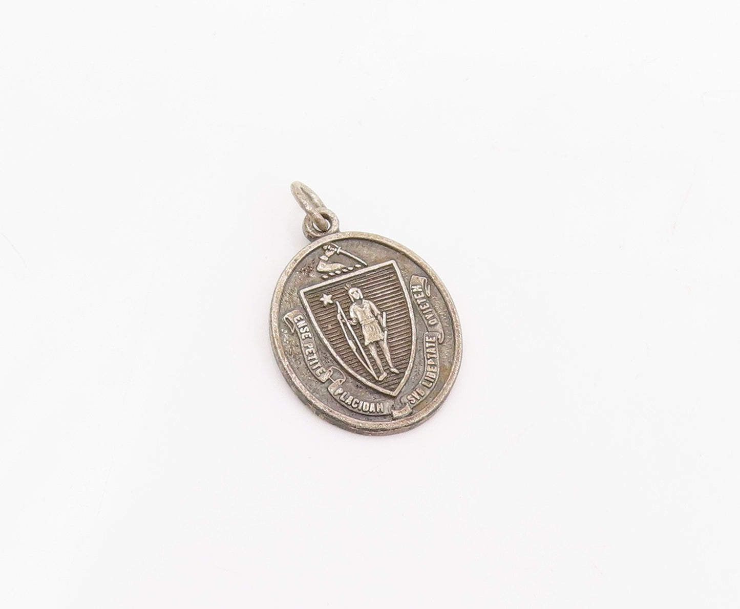 925 Sterling Silver Vintage Pendant Massachusetts Mass State Seal Charm PT25506