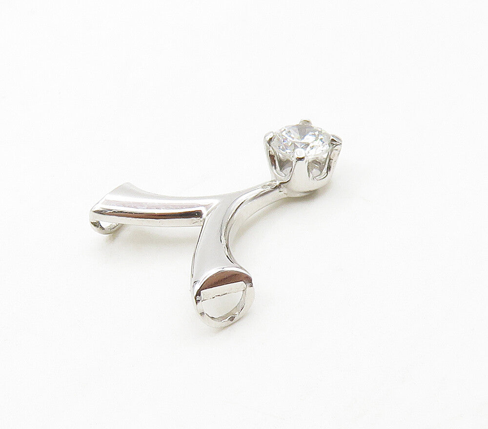 925 Sterling Silver  Sparkling Prong Set Cubic Zirconia Split Pendant  PT12351