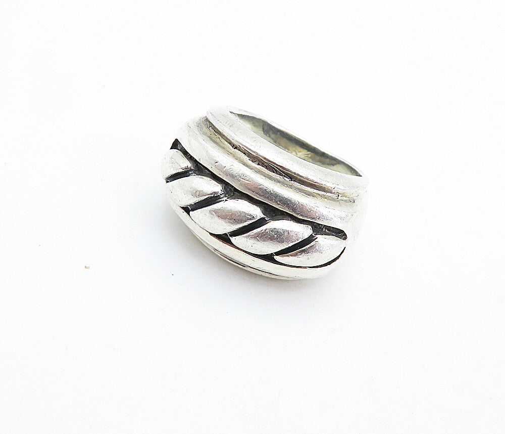 925 Sterling Silver  Vintage Shiny Twist Dome Tapered Band Ring Sz 6.5  RG5877