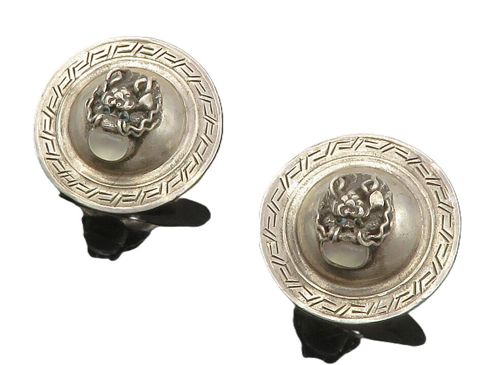 925 Sterling Silver  Vintage Topaz Modernist Sculpted Drop Earrings  EG6608