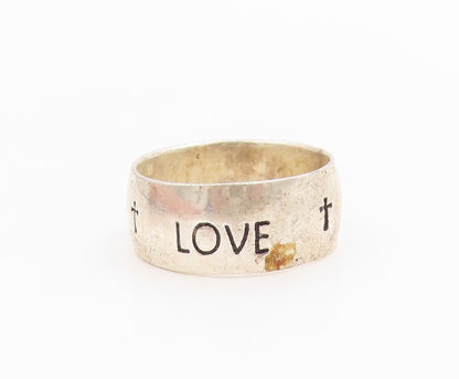 925 Sterling Silver Vintage Ring Engraved True Love Waits Band  Sz 8  RG35812