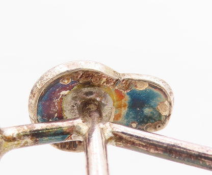 925 Sterling Silver  Vintage Shiny Bicycle Brooch Pin (MOVES)  BP8353