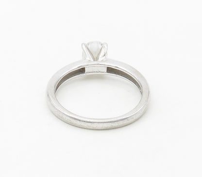 925 Sterling Silver  Oval Cut Topaz Shiny Smooth Solitaire Ring Sz 7  RG16633