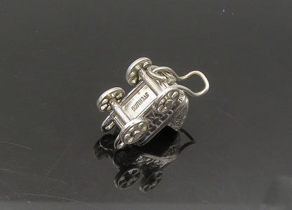925 Sterling Silver  Vintage Old Fashioned Baby Carriage Pendant  PT17748