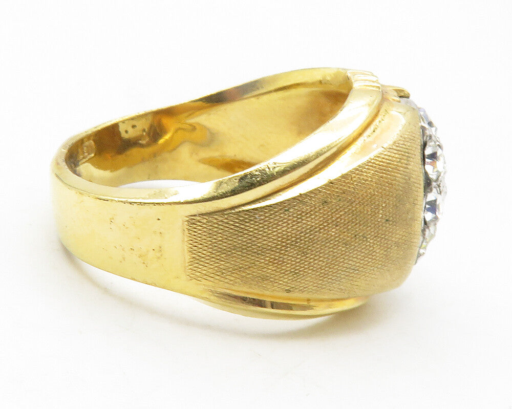 CLARK & COOMBS 925 Silver  Cubic Zirconia Gold Plated Band Ring Sz 9  RG11783