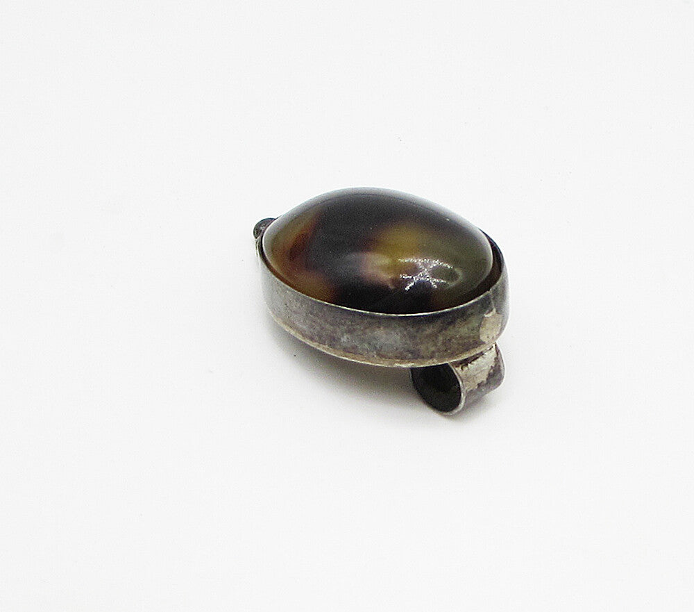 925 Sterling Silver  Vintage Bezel Set Quartz Oval Slider Pendant  PT2333