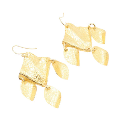 925 Sterling Silver Vintage Earrings Gold Plated Dangling Crushed Design EG13325
