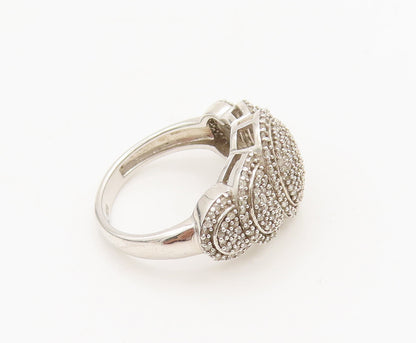 925 Sterling Silver  Vintage Intricate Circles Diamonds Ring Sz 6  RG26857