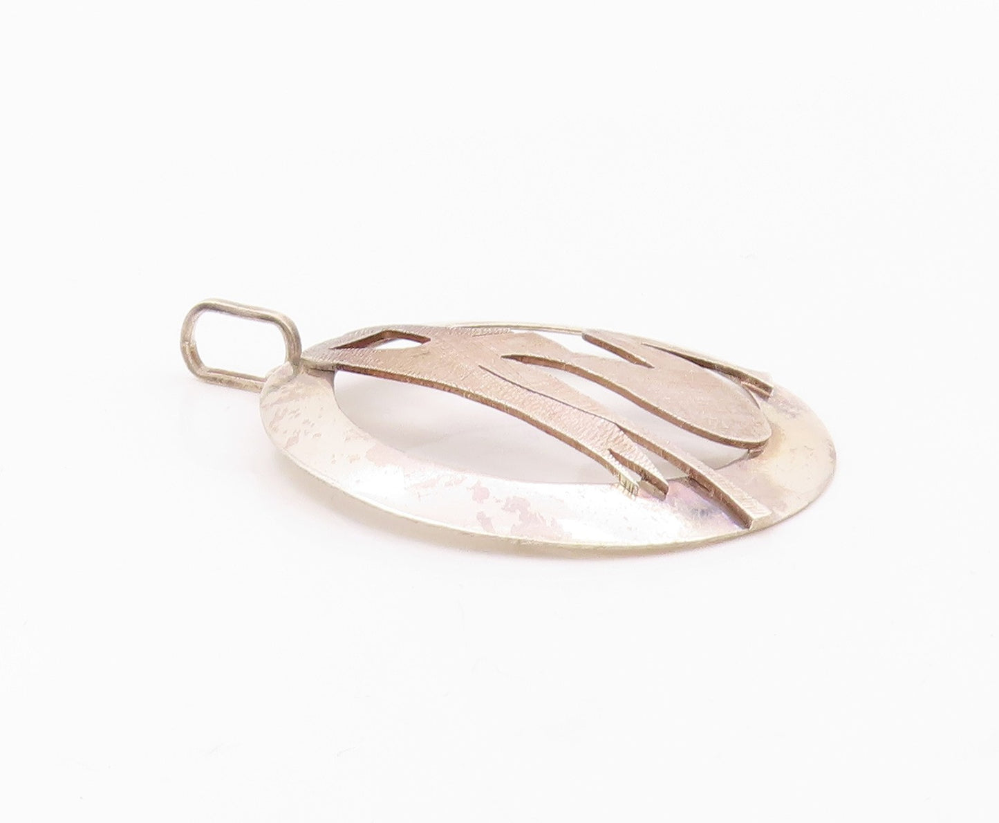 925 Sterling Silver  Vintage Shiny Etched Sitting Woman Pendant  PT19803