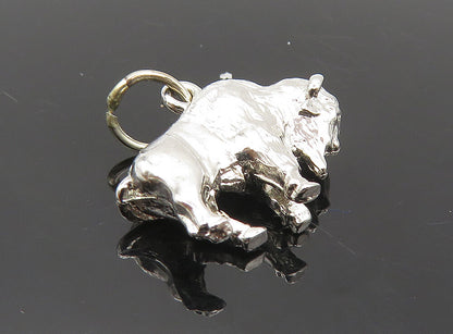 925 Sterling Silver  Vintage Petite Shiny Hollow Ox Animal Pendant  PT6910