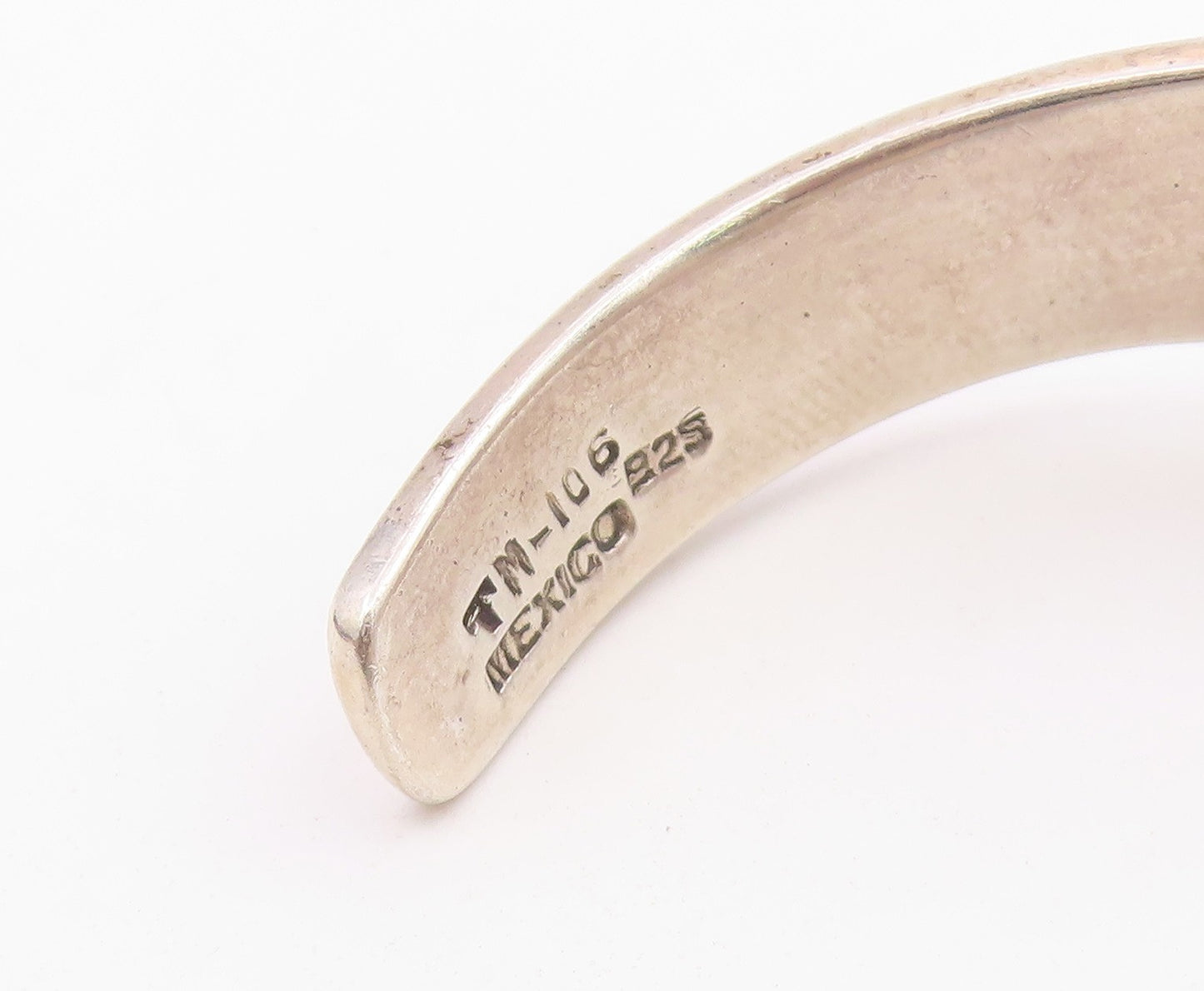 925 Sterling Silver Vintage Bracelet MEXICO Modernist Tapered Wave Cuff  BT12149