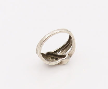 925 Sterling Silver  Vintage Swirly Highway Inlay Diamond Ring Sz 6.75 RG26669